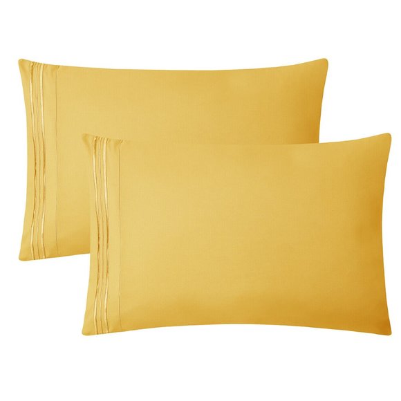 Bed Sheets Set 4 Piece Deep Pocket Full Queen King - Yellow - Picture 5 of 7